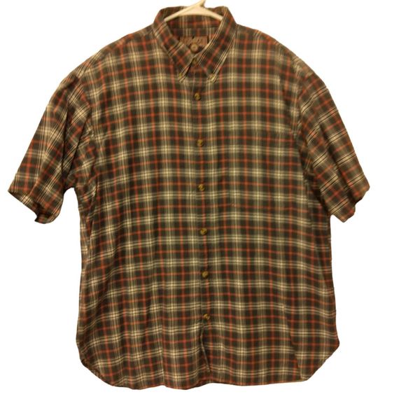 Duluth Trading Co shirt mens XL XLarge blue plaid short sleeve button cotton - Picture 1 of 7